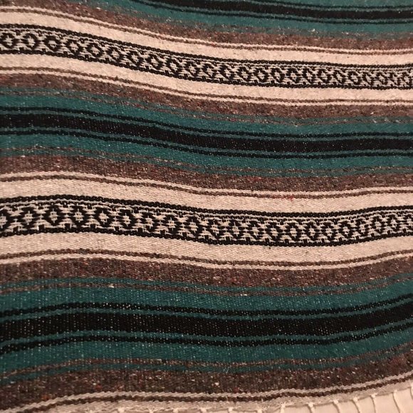 EARTH RAGZ Indian Blue Black ￼White Metallic Southwestern Throw Blanket 48”x 68” - Picture 7 of 8